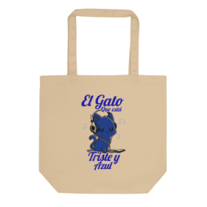 Bolsa Reutilizable 100% Algodón Gato El gato que está triste y azul (modelo 92)