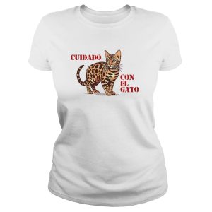Polera Gatos Bengalí «Cuidado con el Gato» (modelo 328) mujer