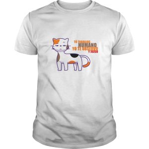Polera Gatos Cálico «Tu trabajas humano yo te observo y juzgo» (modelo 360) Hombre