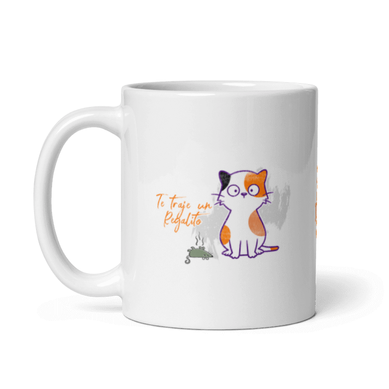 Tazón Gatos Cálico «Te traje un regalito» (modelo 358) - Imagen 3